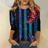 Umitay ljetna ženska moda casual tri četvrtina rukava za neovisnost za samostalnost Ispis pulover u okruglom vratu Top bluza