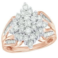 Bijeli prirodni dijamantski kvadratni prsten u 14K ruž zlatu