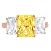 4.0ct smaragdni rez žuti simulirani dijamant 14k ružičasti ružičasti zlato graviranje izjava godišnjica angažovanja vjenčanja s tri kamenu prsten veličine 11