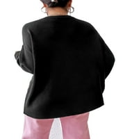 Ležerni geometrijski print Šumarski puloverci na dugim rukavima crni ženski džemperi
