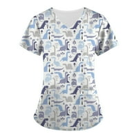 Lyylayray bluza za žene Ženska tiskanje kratkih rukava V-izrez V-izrez Radna uniforma Džepna bluza Bijela XXXXXL