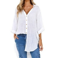 Bluza Žene Ležerne prilike Osnovne majice UPOZIVANJE Čvrsta košulja od pune boje šifonske majice s dugim rukavima Elegantni vrhovi