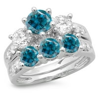 DazzlingRock kolekcija 3. Carat 14K Blue & White Diamond kameno zaručnički prsten CT, bijelo zlato, veličina 6.5