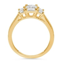 1. CT smaragd Clear Simulirani dijamant 18k žuti zlatni graviranje izjava godišnjica Angažovanost vjenčanja Trobotna prstena veličine 9.5