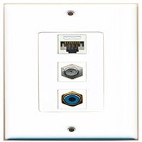 Riteav - Port RCA Blue i Port CoA kablovska TV - F-tipa i luka CAT5E Ethernet bijeli ukrasni ukrasni