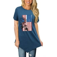 Slatka patriotska majica Dan nezavisnosti Žene vrhovi Dressy Casual Fashion Srednji rukav V vrat Ležerne