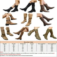 Lacyhop Womens Mid-Calf čizma pokazivane toe vintage cipele Chunky Western Cowgirl Boots hodanje modne udobne komforne marelice na koljenu, višestrani marelica, koljena 6,5