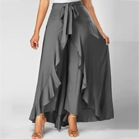 Tking Modne ženske ljetne hlače za noge Ležerne prilike Ležerne prilike Nepravilni ruff Culottes Grey
