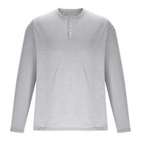 Aherbiu Workout Tops za muškarce dugi rukav gumb Notch V Comfy Top Tees Golf Majice Bluza Solid Boja