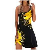 Clearsance Ljetne haljine za žene Mini bez rukava Ležerne prilike zapisane haljine Halter Club haljina žuta m