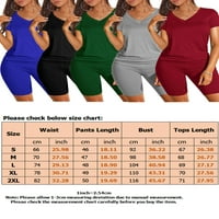 Fonwoon Outfits kratkih rukava za žene V izrez biciklističke kratke hlače Postavite čvrstu boju Yoga