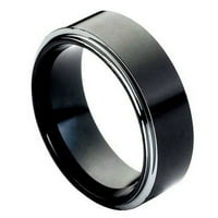 Visoko poljski crni poplećeni rubne rubne prstene veličine 7