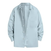 Muške kancelarijske košulje čvrste boje Okrug dugih rukava Modni jednostavni džep kardigan gumb džemper jakna odjeća za rubu za rubu