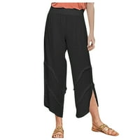 Corashan pantalone za žene, ženske ležerne pamučne pantalone rufšene čvrste boje Split hlače džepne