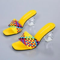 Ortopedske sandale za žene, AXXD Ženske cipele Modni kristalni vanjski papuče Square Heel Sandale za ženske uskrsne odjeće Yellow 7