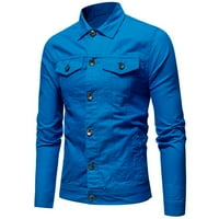 Košulje za fragarn za muškarce Muški jesenski zimski gumb Čvrsta boja vintage traper jakna vrhova bluza
