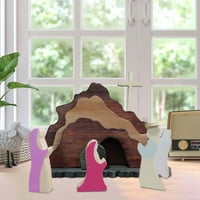 TIITSTOY Drvena rođenja Set drvena manger Creche Nativity Scena Montessori nadahnuta vjend