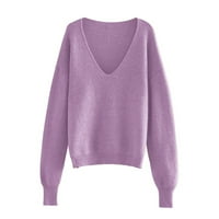 PIMFILM pulover džemperi za žene pulover džemperi dugih rukava rukava ljubičasta L