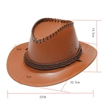 Miyuaadkai kauboj za odrasle modni sunce sa solidnim zapadnom kaubojskom šeširom kožnog vjetrootpornog kapaciteta Brown