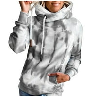 Ayolanni siva hoodie za žene Tie-obojeni džep s dugim rukavima Loover dukserice napada