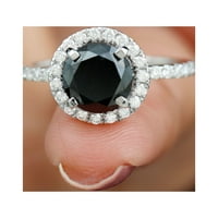 Classic Crn Ony Ring s dijamantskim halo, srebrnim srebrom, SAD 13,00