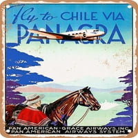 Metalni znak - Fly do Chile Via Panagra Vintage ad - Vintage Rusty Look