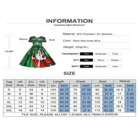 Ženska Santa Claus Ispis čipka V-izrez Božićne haljine s kratkim rukavima