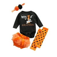 Djevojke za bebe Moja 1. Halloween Outfits Ghost Romper Tutu suknje za noge za suknje