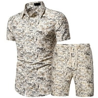 Muška majica Muška ljetna 2-komadna plaža tiskana kratkih rukava i hlače za kratke hlače