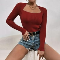 Pad džemperi za žene prevelizirani džemperi za žene čvrste boje tanak fit dugih rukava pleteni džemper