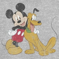 Junior's Mickey & Friends Mickey i Pluto grafički tee Athletic Heather Veliki