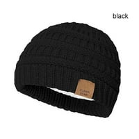 Ležerna kratka dinja rebrasta zima topla djeca Beanie Hat SkullCaps pletena beanie roll up crno