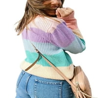 Paille žene dugim rukavima džemper od pletenja koznih šik pletenih džempera u boji blok radne pulover skakač ružičasti xl