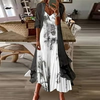 Haljine za žene plus veličine ženski klirens haljina od suncobrana V-izrez cvjetna srednja dužina vruća prodaja haljina za sunčanje tamno siva 3xl