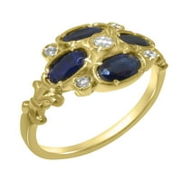 Britanci napravio 18k žuto zlatni ženski prsten prirodni dijamant i safirni prsten izjave - Veličine