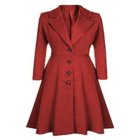 Ženska kaput tunika Jakna Jednosmjerna rova ​​kaputa modna odjeća Obutak Crvena 3xl