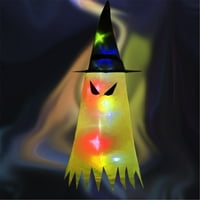 ZECEOUAR HALLOWEEN ukrasi za uklanjanje unutrašnjeg i vanjskog vrtnog uređenja Halloween Holiday LED svjetla Vještica šešir Privjesak