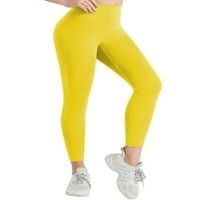 Glonme dame gamaše visokog struka Sportske pantalone Solidne boje Yoga hlače trčanje casual wormaut pantste rastezanje Trčevi su dno žute s