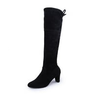 Gomelly Wogle Vigh High Boot visoka preko koljena čizme duge zimske cipele Fau Suede ženske dame crne 6,5