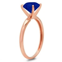 3.0ct okrugli rez simulirani plavi safir 14K ružičasto zlatne obljetnice za angažman prsten veličine 4