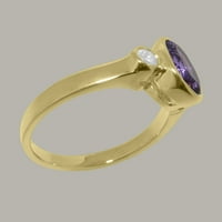 Britanci napravili su čvrsti zlatni prsten od 10k sa prirodnim ametistom i dijamantnim ženskim prstenom