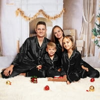 Božićne pidžame za obitelj saten pidžamas Solid porodica podudaranje za spavanje crna