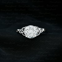 Solitaire Moissite Celtic Crnot zaručni prsten za žene, srebrna srebra, SAD 6,50