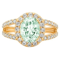 2.78CT Ovalni rez zeleni simulirani dijamant 18k žuti zlatni godišnjica Angažovanje halo prstena veličine