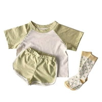 B91XZ Baby Boy Outfit Baby Girls Boys Pamuk Ljeto Patchwork Color blok kratkih rukava Majice Kratke