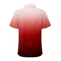 Žene Ljetne bluze Ženska V-izrez kratki rukav do dolje Tunic Top modne ležerne tiskane majice Tee Red