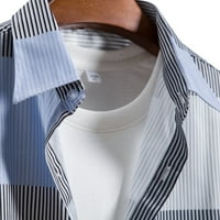 Rovga Muške dugih rukava Casual-FILM Geometric Stripe Prin Slim Single Top prekidač za ovratnik niz košulje Stilska odjeća