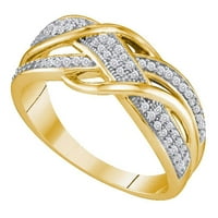 10k žuto zlato okruglo Diamond Crossover BAND prsten CTTW