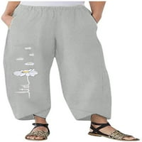 Dabuliu posteljina obrezane labave fit pamučne široke noge Capris hlače za žene vrećice za žene vježbanje
