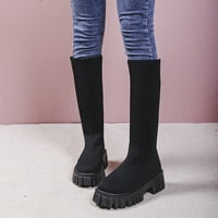 FVWitlyh koljena High Boots Wide Wide Calf čizme koljena High Dame Fashion Solid Boja Elastična pletena bedra Visoka visoke kaubojske čizme za žene veličine 11